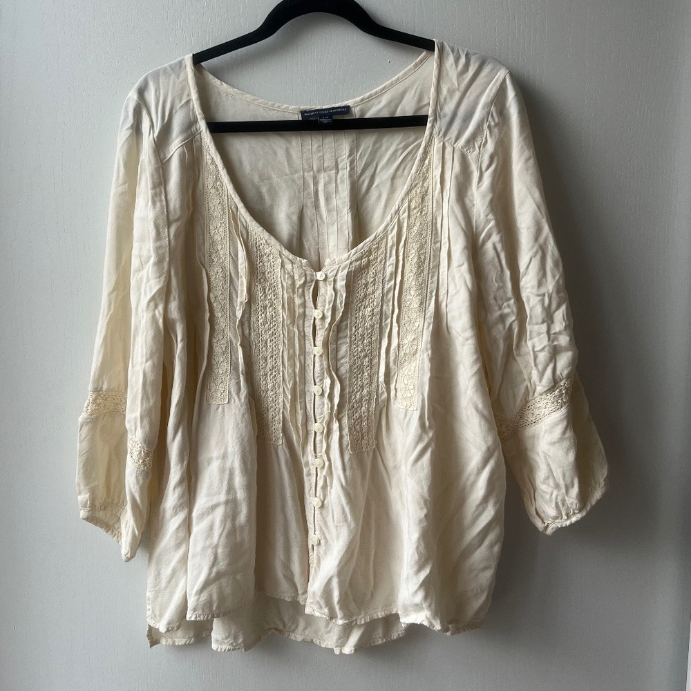 Off-White Cottagecore Blouse, American Eagle, Size L